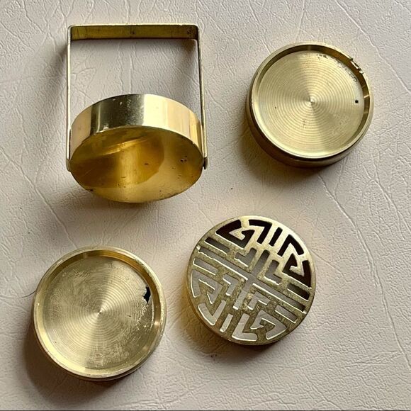 Vintage Brass Incense Burner Tower Ash Stamp Stackable with Handle - Picture 7 of 14